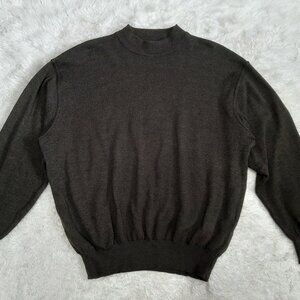 Vintage Gianni Bugli Milano Mans 100% Merino Wool Dark Brown Knit Sweater M